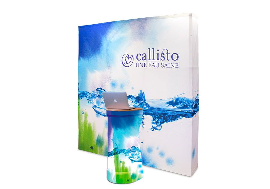 Kit salon stand parapluie droit et comptoir valise